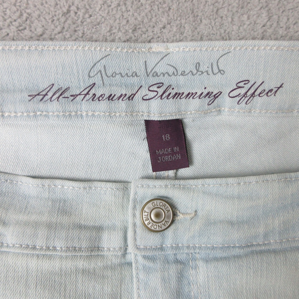 Gloria Vanderbilt Womens Wide Leg Crop Jeans 18 Light Blue 5 Pocket Denim Casual - Picture 10 of 14